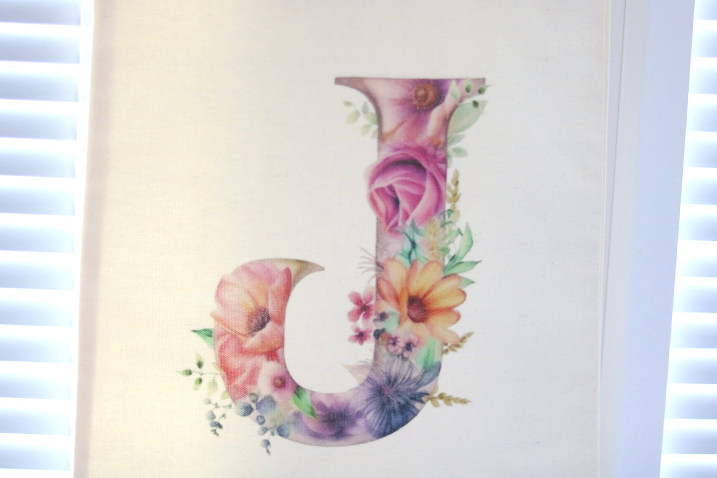 Tote Bag with Flower Initial Monogram