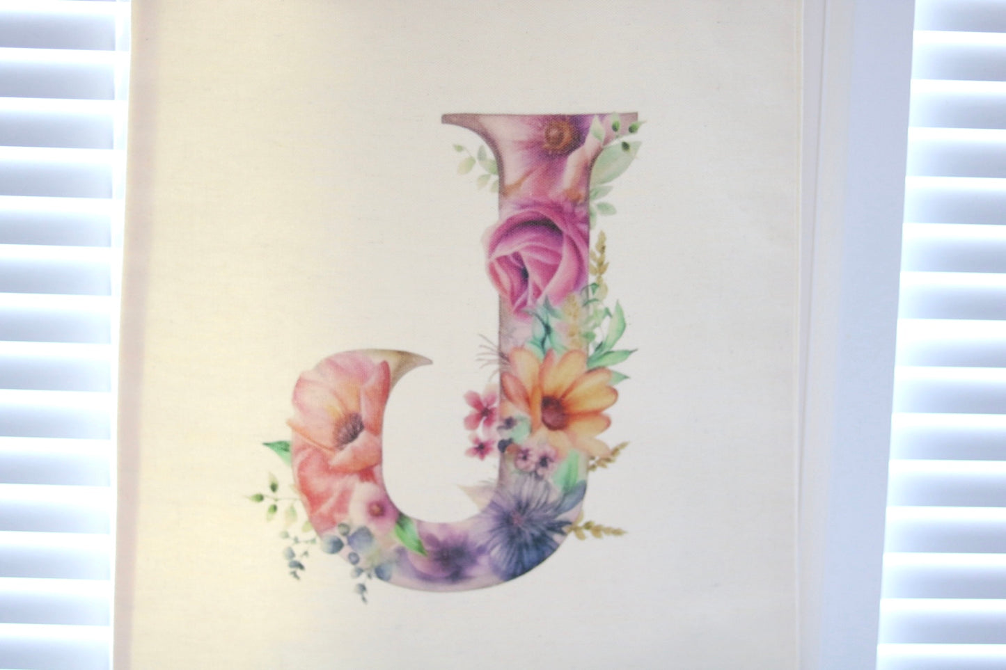 Tote Bag with Flower Initial Monogram