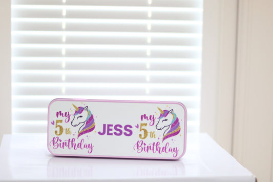 Personalised Pencil Case (Tin)- Pink