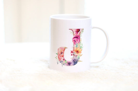 Personalised Flower Initial Mug (15oz)