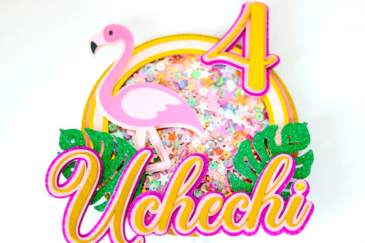 Flamingo Cake Topper (Hawaiian Theme)