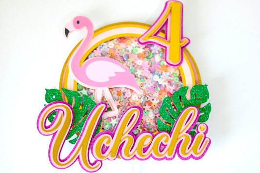 Flamingo Cake Topper (Hawaiian Theme)