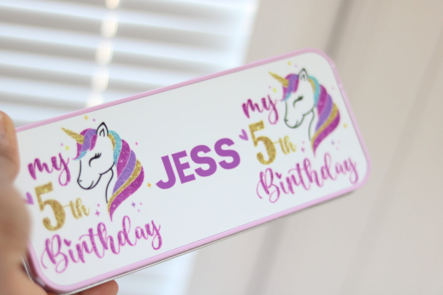 Personalised Pencil Case (Tin)- Pink