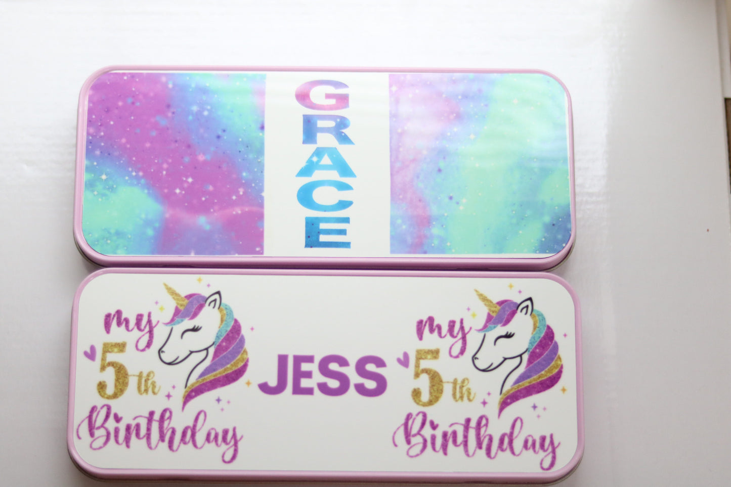 Personalised Pencil Case (Tin)- Pink