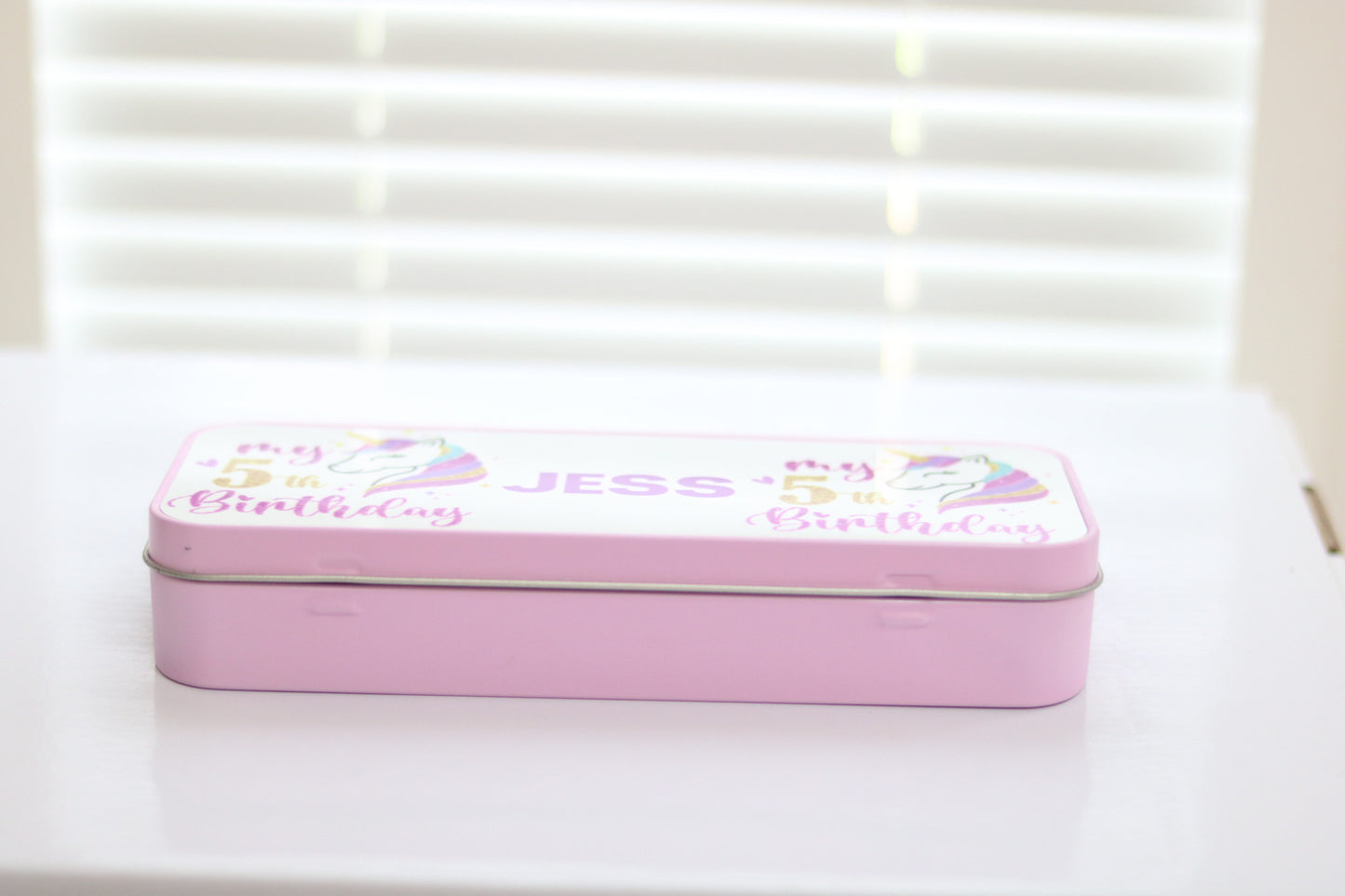 Personalised Pencil Case (Tin)- Pink