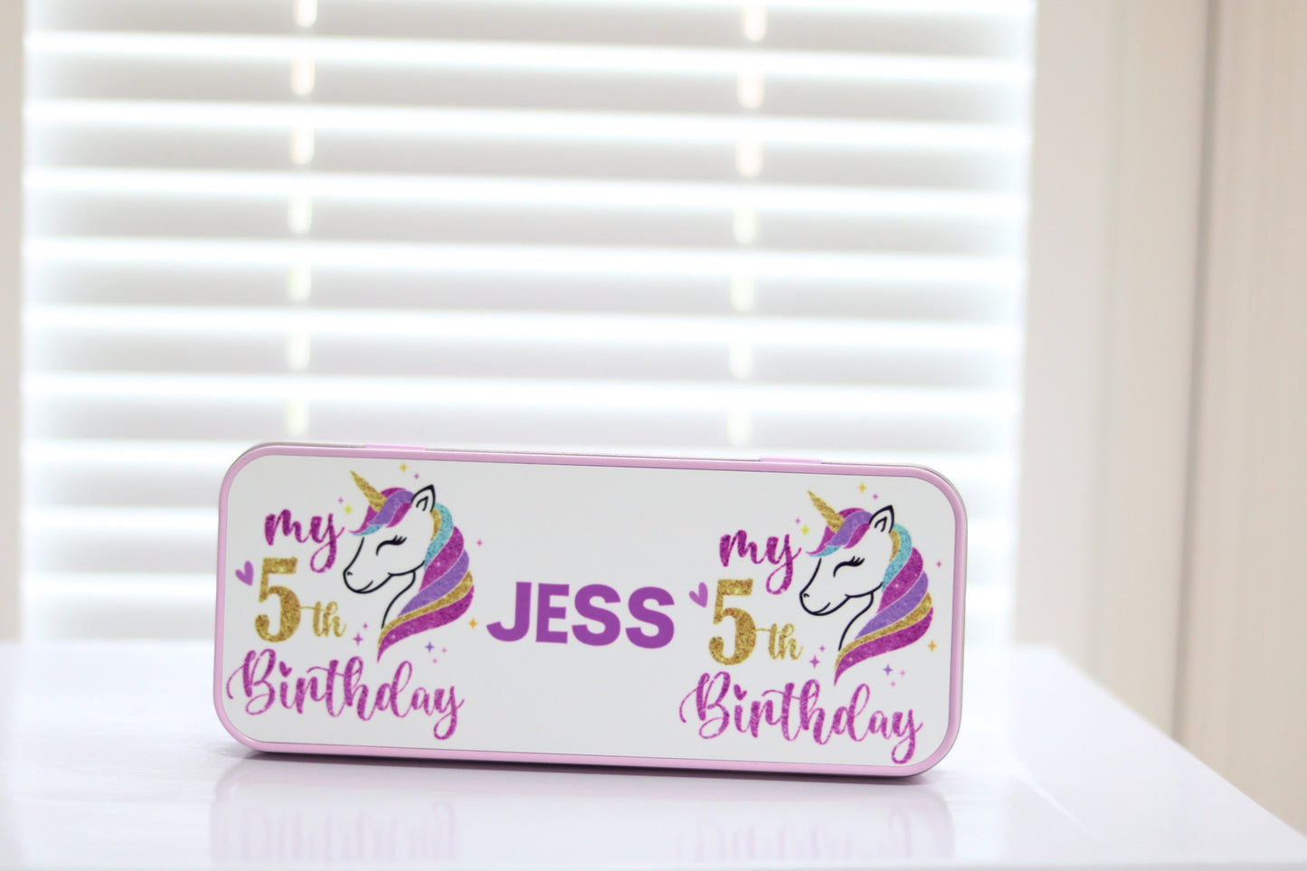 Personalised Pencil Case (Tin)- Pink