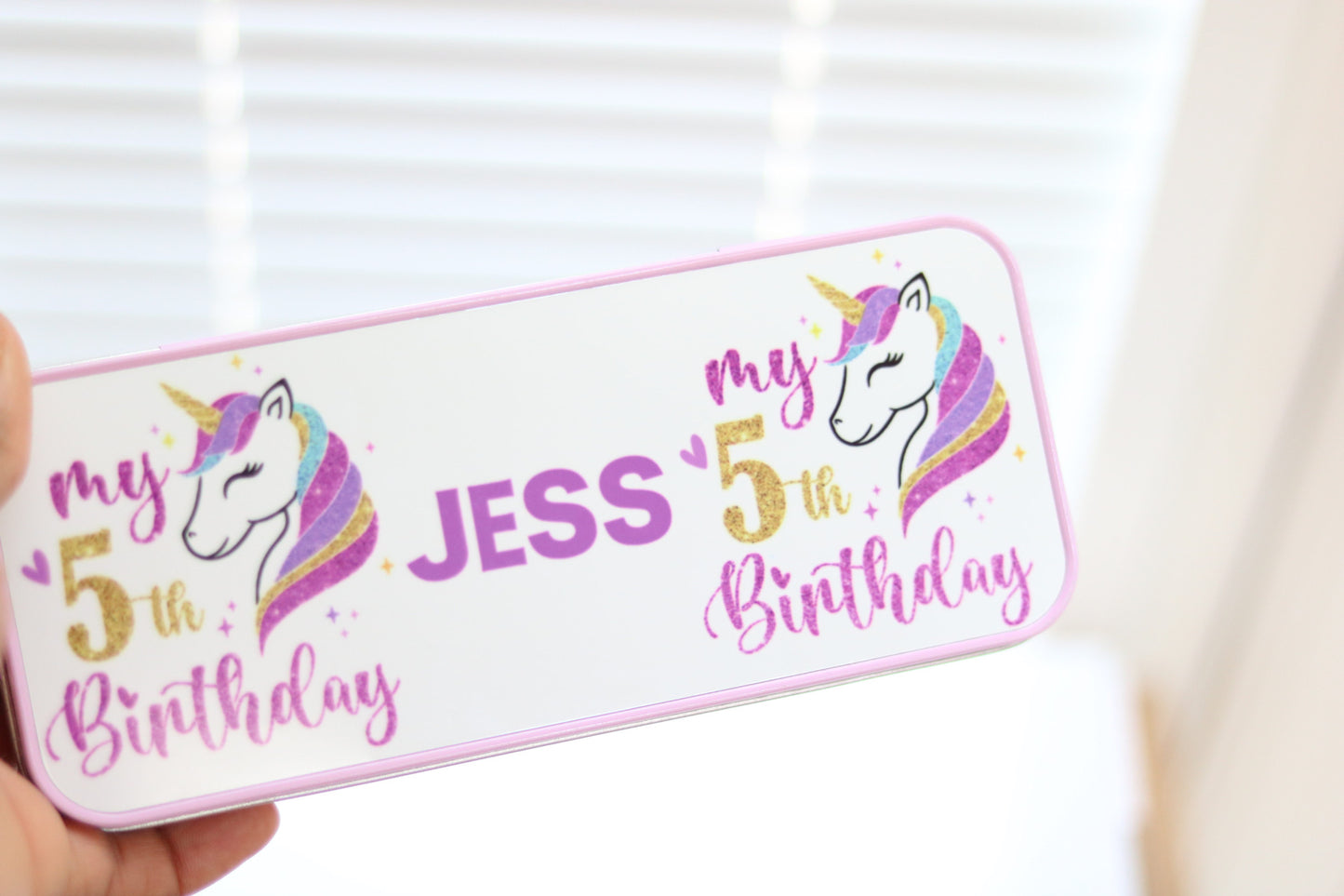 Personalised Pencil Case (Tin)- Pink