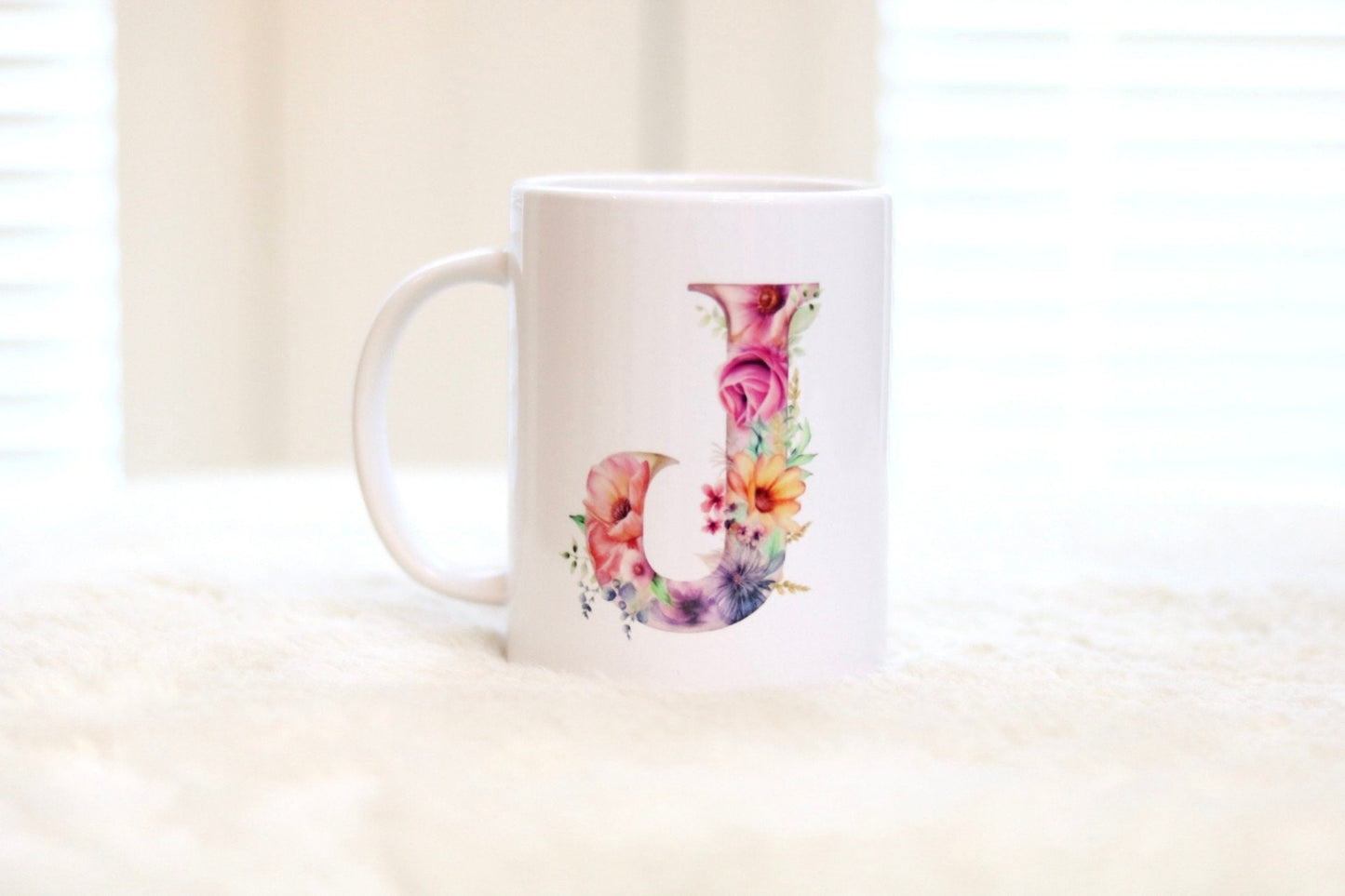 Personalised Flower Initial Mug (15oz)