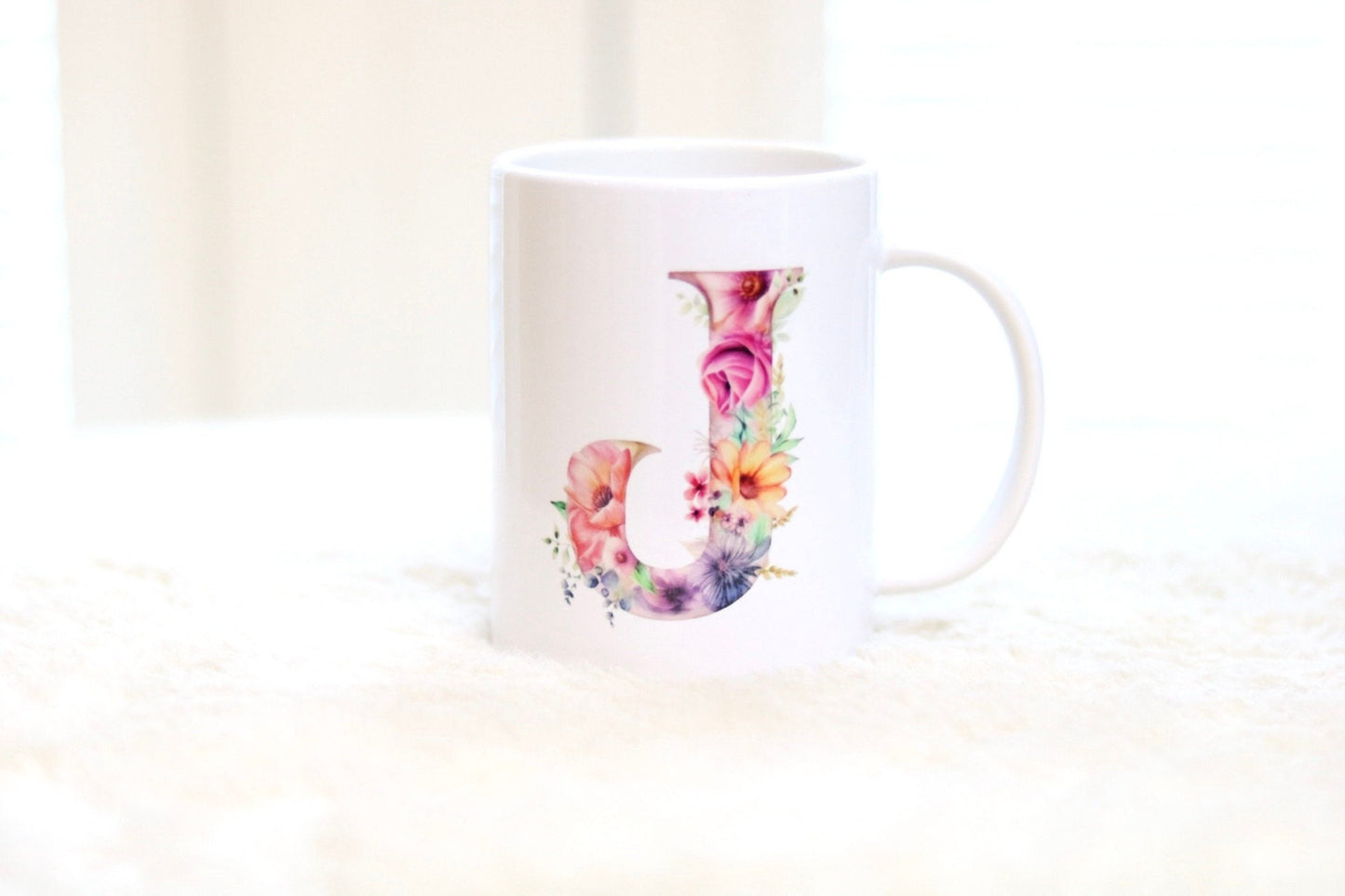 Personalised Flower Initial Mug (15oz)