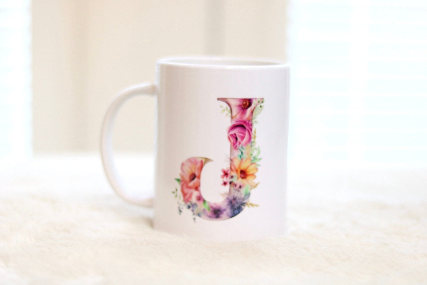 Personalised Flower Initial Mug (15oz)