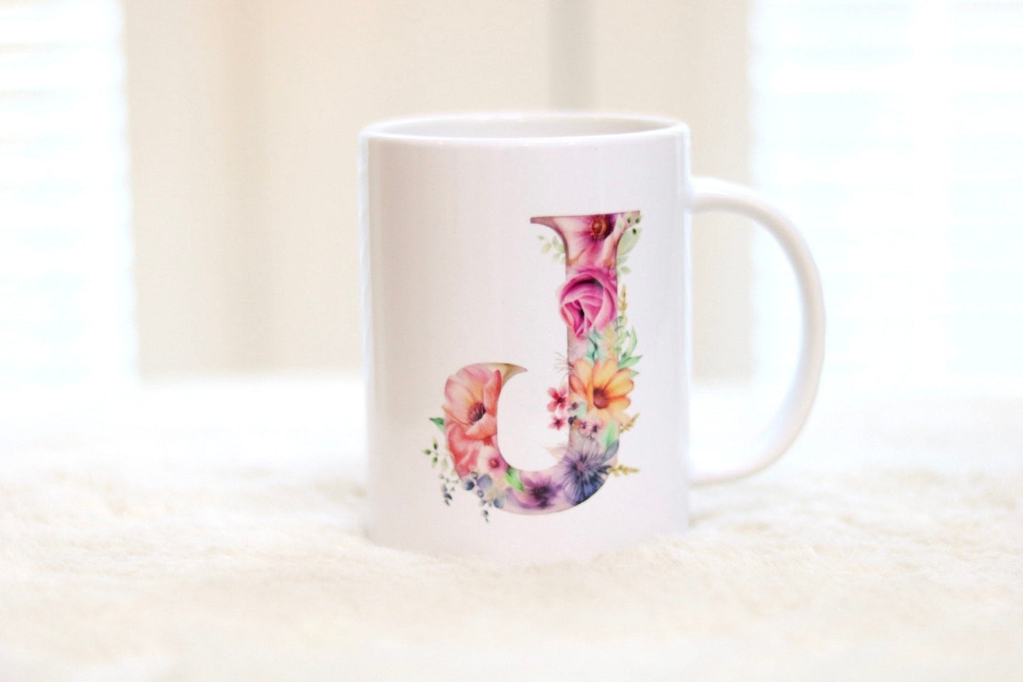 Personalised Flower Initial Mug (15oz)