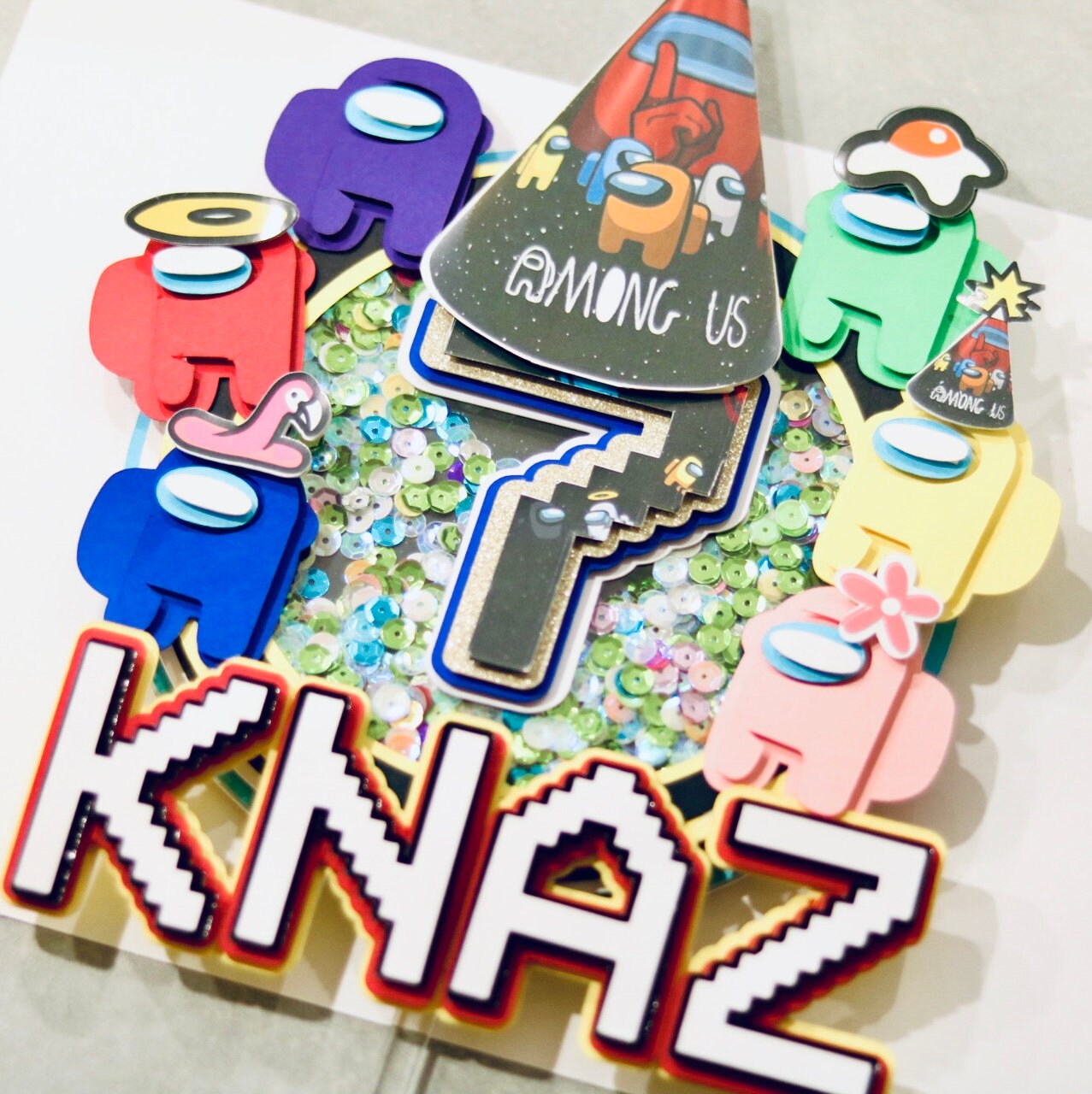 Personalised Among Us Cake Topper (3D & Shaker)