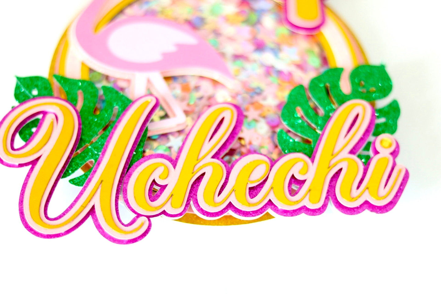 Flamingo Cake Topper (Hawaiian Theme)